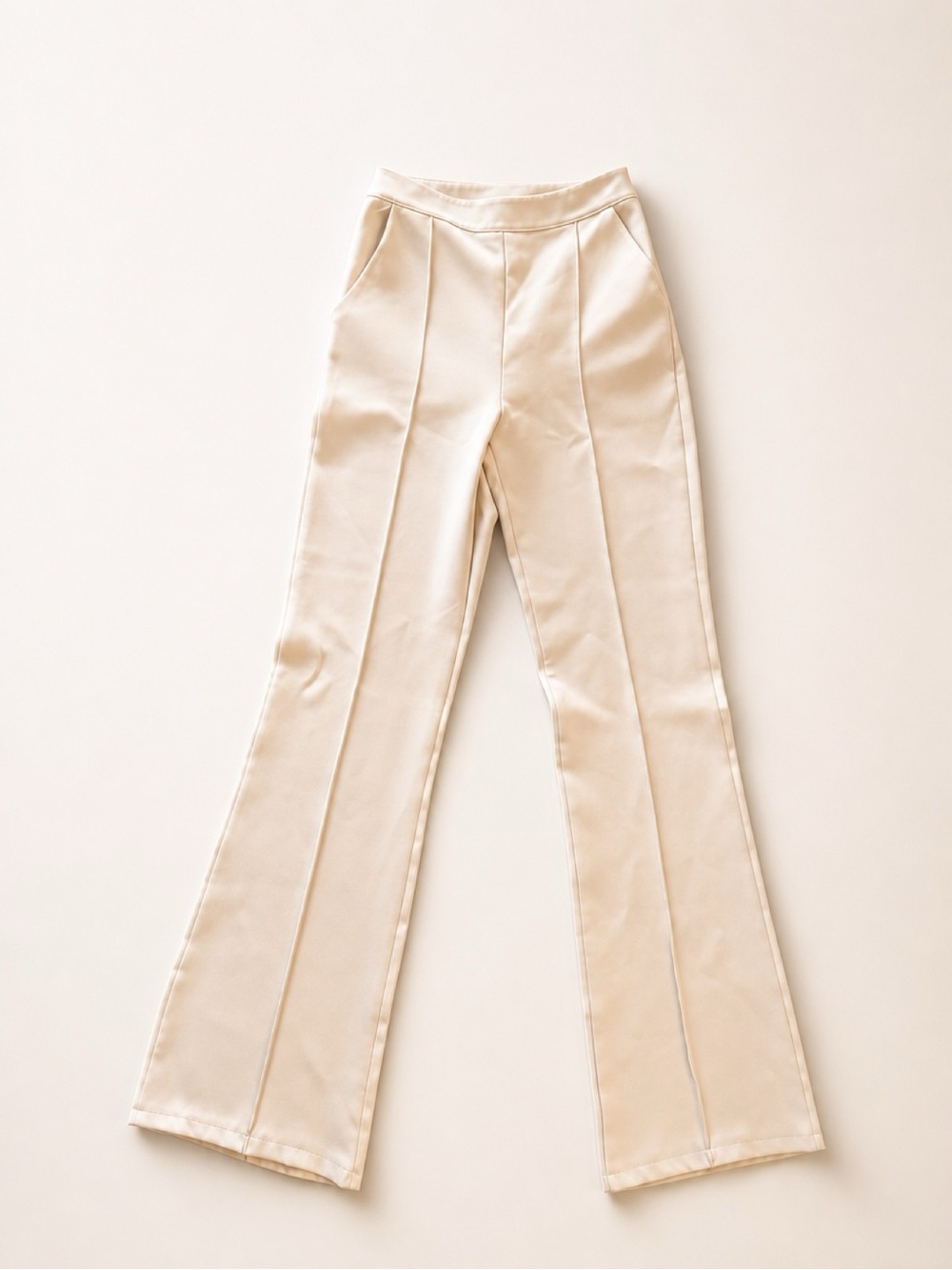 Women's High-Rise Cream Tailored Flare Pants